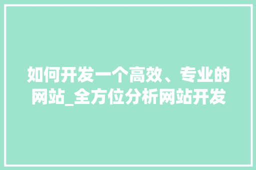 如何开发一个高效、专业的网站_全方位分析网站开发全过程