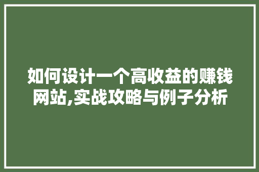 如何设计一个高收益的赚钱网站,实战攻略与例子分析