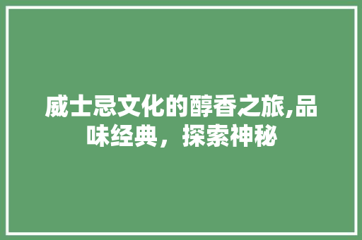 威士忌文化的醇香之旅,品味经典，探索神秘 威士忌文化的醇香之旅,品味经典，探索神秘 搜狗SEO