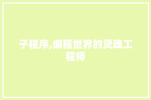 子程序,编程世界的灵魂工程师 子程序,编程世界的灵魂工程师 百度SEO