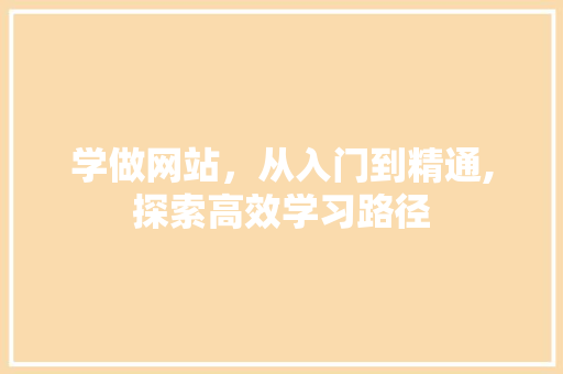 学做网站，从入门到精通,探索高效学习路径 学做网站，从入门到精通,探索高效学习路径 必应SEO