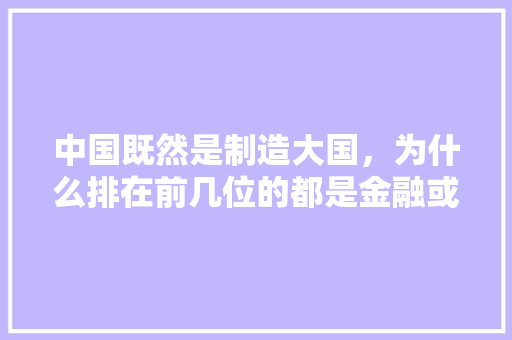 中国既然是制造大国，为什么排在前几位的都是金融或者网络公司,为什么有企业定额。 中国既然是制造大国，为什么排在前几位的都是金融或者网络公司,为什么有企业定额。 神马SEO