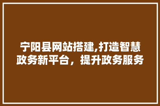 宁阳县网站搭建,打造智慧政务新平台，提升政务服务效能 宁阳县网站搭建,打造智慧政务新平台，提升政务服务效能 必应SEO