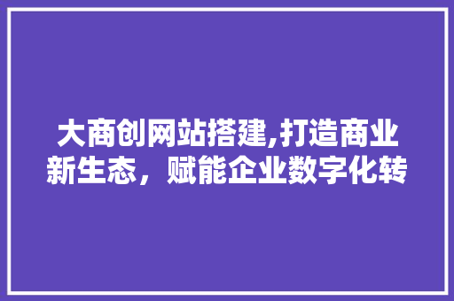 大商创网站搭建,打造商业新生态，赋能企业数字化转型