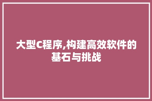大型C程序,构建高效软件的基石与挑战 大型C程序,构建高效软件的基石与挑战 百度SEO