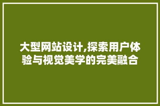 大型网站设计,探索用户体验与视觉美学的完美融合