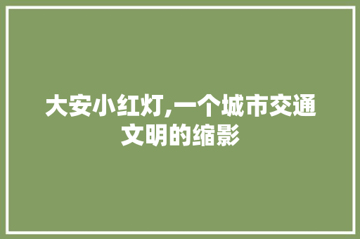 大安小红灯,一个城市交通文明的缩影 大安小红灯,一个城市交通文明的缩影 百度SEO