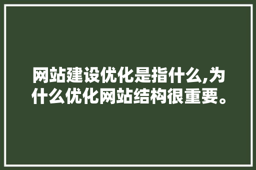 网站建设优化是指什么,为什么优化网站结构很重要。 网站建设优化是指什么,为什么优化网站结构很重要。 必应SEO
