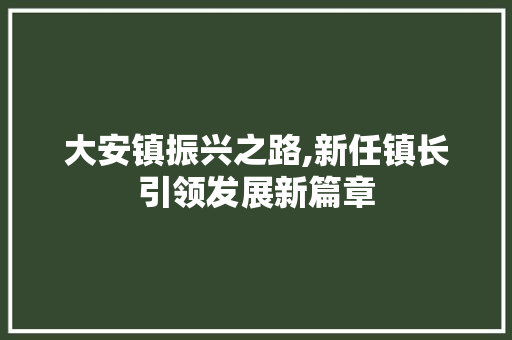 大安镇振兴之路,新任镇长引领发展新篇章 大安镇振兴之路,新任镇长引领发展新篇章 SEO关键词