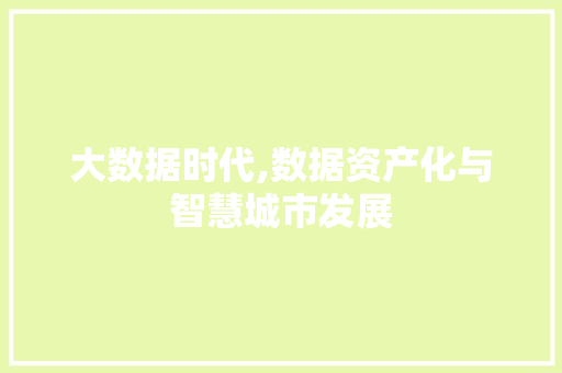 大数据时代,数据资产化与智慧城市发展 大数据时代,数据资产化与智慧城市发展 必应SEO