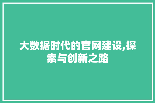 大数据时代的官网建设,探索与创新之路 大数据时代的官网建设,探索与创新之路 神马SEO