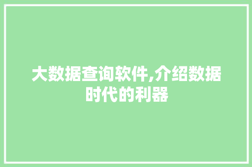 大数据查询软件,介绍数据时代的利器 大数据查询软件,介绍数据时代的利器 百度SEO