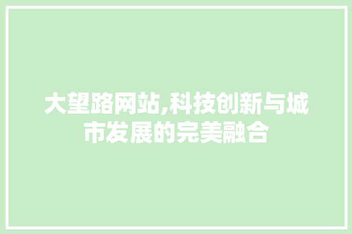 大望路网站,科技创新与城市发展的完美融合 大望路网站,科技创新与城市发展的完美融合 SEO关键词