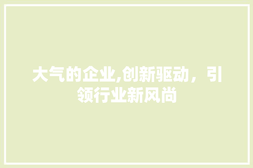 大气的企业,创新驱动，引领行业新风尚