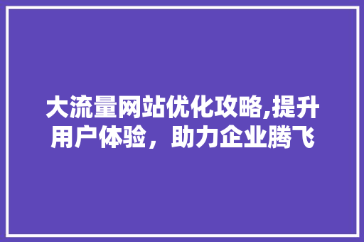 大流量网站优化攻略,提升用户体验，助力企业腾飞 大流量网站优化攻略,提升用户体验，助力企业腾飞 网站建设公司