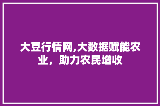 大豆行情网,大数据赋能农业，助力农民增收 大豆行情网,大数据赋能农业，助力农民增收 百度SEO