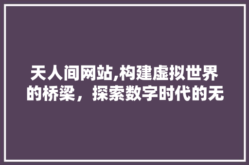 天人间网站,构建虚拟世界的桥梁，探索数字时代的无限可能 天人间网站,构建虚拟世界的桥梁，探索数字时代的无限可能 百度SEO