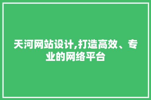 天河网站设计,打造高效、专业的网络平台