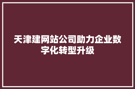 天津建网站公司助力企业数字化转型升级 天津建网站公司助力企业数字化转型升级 网站建设公司