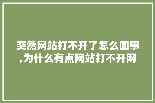 突然网站打不开了怎么回事,为什么有点网站打不开网页。