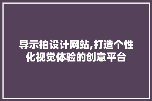 导示拍设计网站,打造个性化视觉体验的创意平台