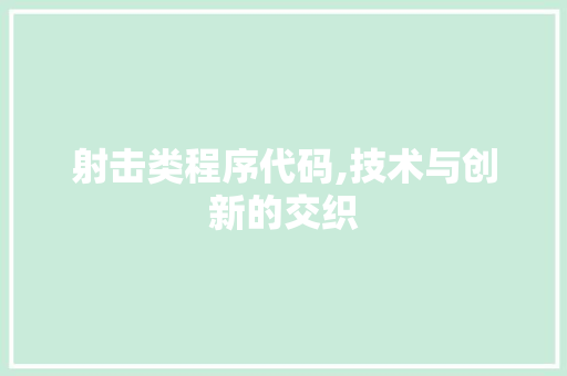 射击类程序代码,技术与创新的交织 射击类程序代码,技术与创新的交织 神马SEO