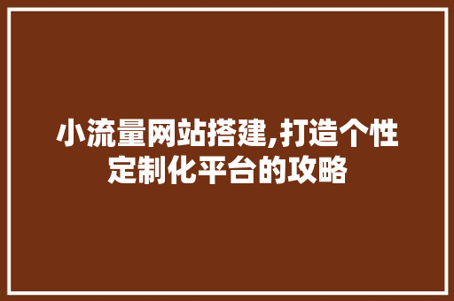 小流量网站搭建,打造个性定制化平台的攻略 小流量网站搭建,打造个性定制化平台的攻略 百度SEO