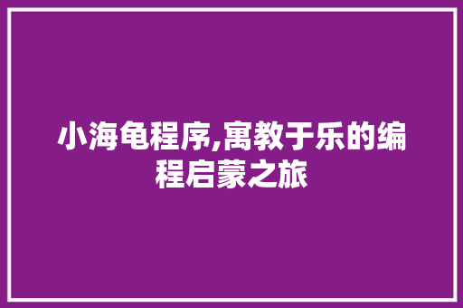 小海龟程序,寓教于乐的编程启蒙之旅 小海龟程序,寓教于乐的编程启蒙之旅 神马SEO