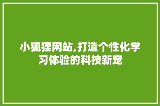 小狐狸网站,打造个性化学习体验的科技新宠 小狐狸网站,打造个性化学习体验的科技新宠 百度SEO