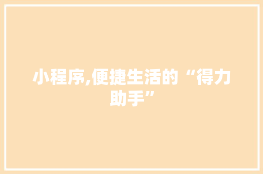 小程序,便捷生活的“得力助手”
