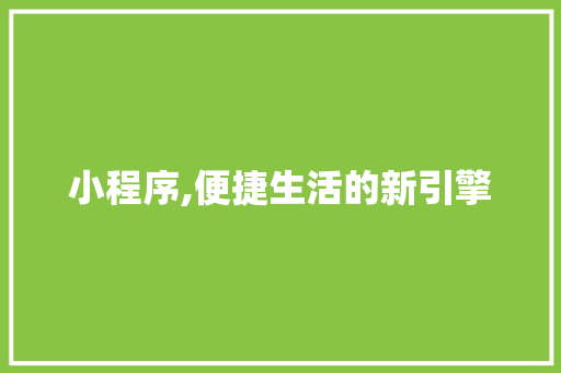 小程序,便捷生活的新引擎 小程序,便捷生活的新引擎 SEO关键词