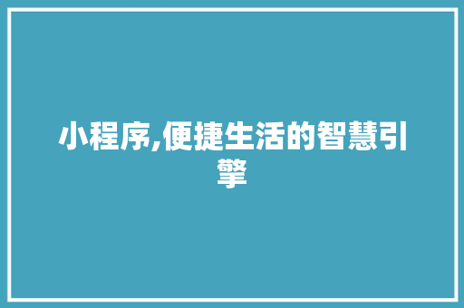 小程序,便捷生活的智慧引擎