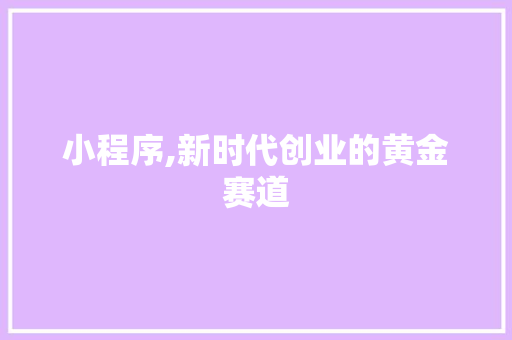 小程序,新时代创业的黄金赛道 小程序,新时代创业的黄金赛道 搜狗SEO