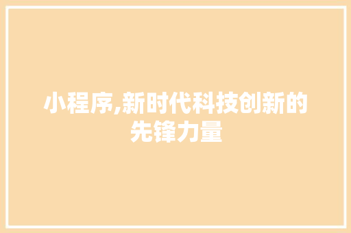 小程序,新时代科技创新的先锋力量