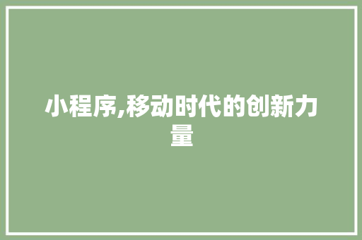 小程序,移动时代的创新力量 小程序,移动时代的创新力量 SEO关键词
