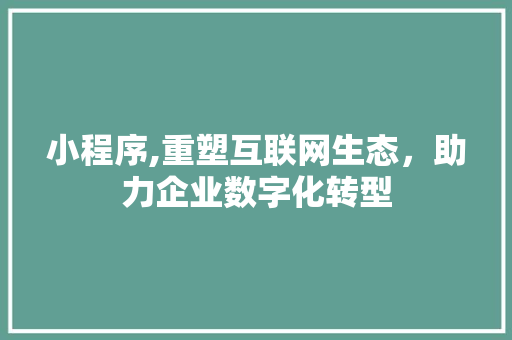 小程序,重塑互联网生态，助力企业数字化转型 小程序,重塑互联网生态，助力企业数字化转型 百度SEO