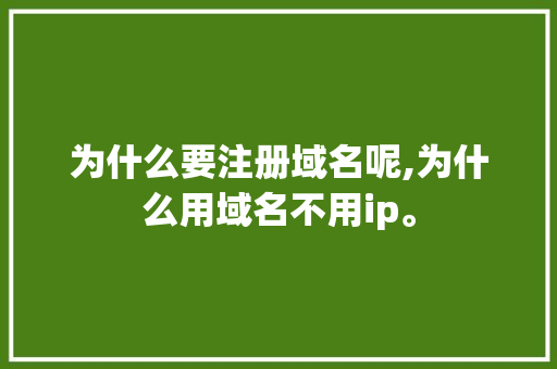 为什么要注册域名呢,为什么用域名不用ip。