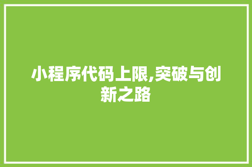 小程序代码上限,突破与创新之路 小程序代码上限,突破与创新之路 网站建设公司