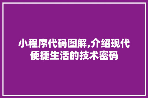 小程序代码图解,介绍现代便捷生活的技术密码 小程序代码图解,介绍现代便捷生活的技术密码 神马SEO