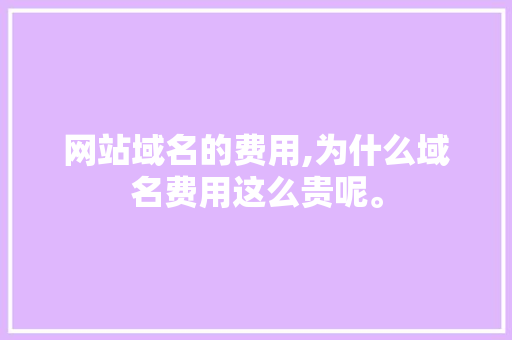 网站域名的费用,为什么域名费用这么贵呢。 网站域名的费用,为什么域名费用这么贵呢。 SEO关键词
