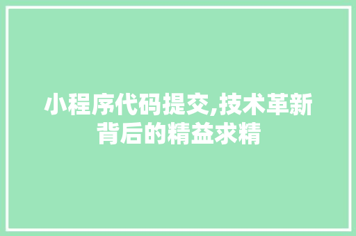 小程序代码提交,技术革新背后的精益求精 小程序代码提交,技术革新背后的精益求精 SEO关键词