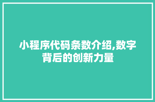 小程序代码条数介绍,数字背后的创新力量 小程序代码条数介绍,数字背后的创新力量 网站建设公司