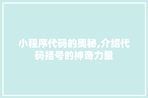 小程序代码的奥秘,介绍代码括号的神奇力量 小程序代码的奥秘,介绍代码括号的神奇力量 百度SEO