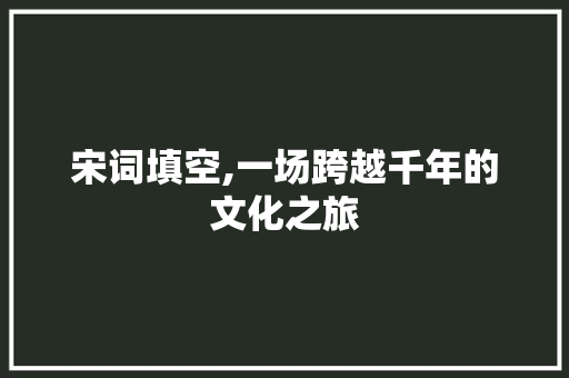 宋词填空,一场跨越千年的文化之旅