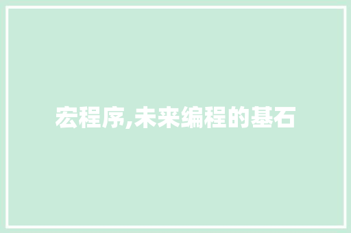 宏程序,未来编程的基石