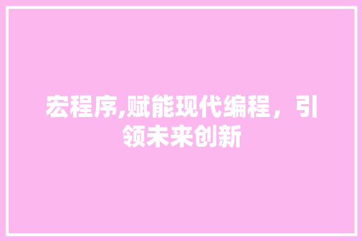 宏程序,赋能现代编程，引领未来创新 宏程序,赋能现代编程，引领未来创新 网站建设公司