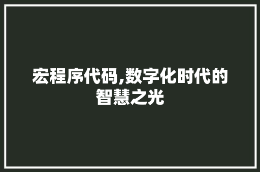 宏程序代码,数字化时代的智慧之光 宏程序代码,数字化时代的智慧之光 百度SEO