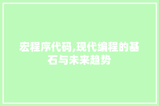 宏程序代码,现代编程的基石与未来趋势 宏程序代码,现代编程的基石与未来趋势 网站建设公司