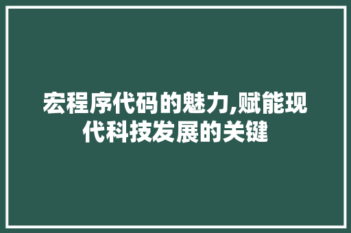 宏程序代码的魅力,赋能现代科技发展的关键