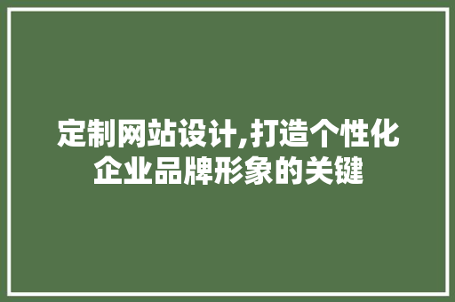 定制网站设计,打造个性化企业品牌形象的关键